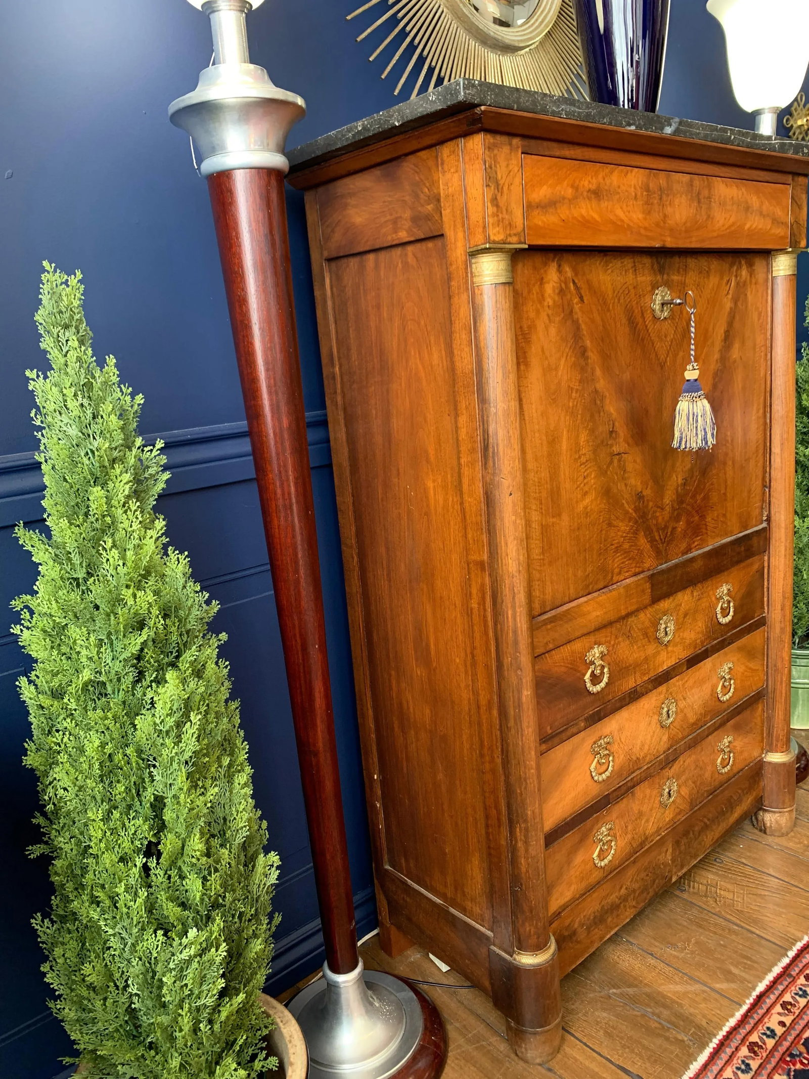 French Empire Mahogany Drop Front Secretary "SecreÌtaire aÌ€ Abattant" - 4