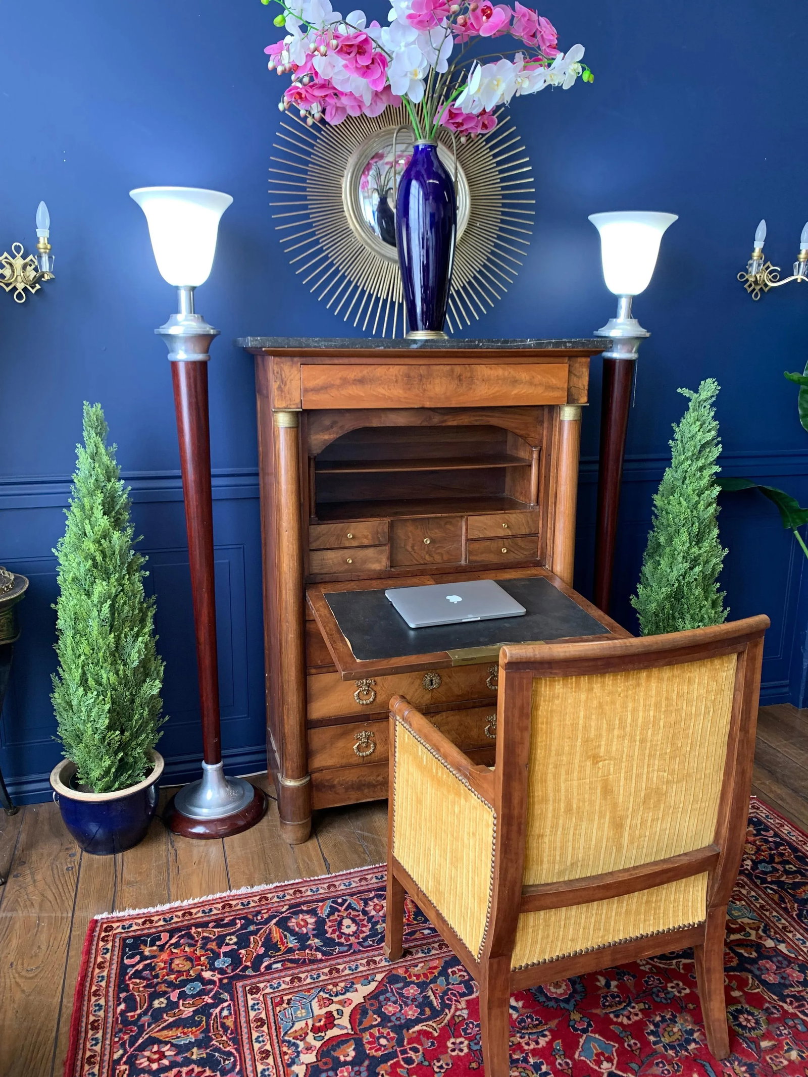 French Empire Mahogany Drop Front Secretary "SecreÌtaire aÌ€ Abattant" - 6