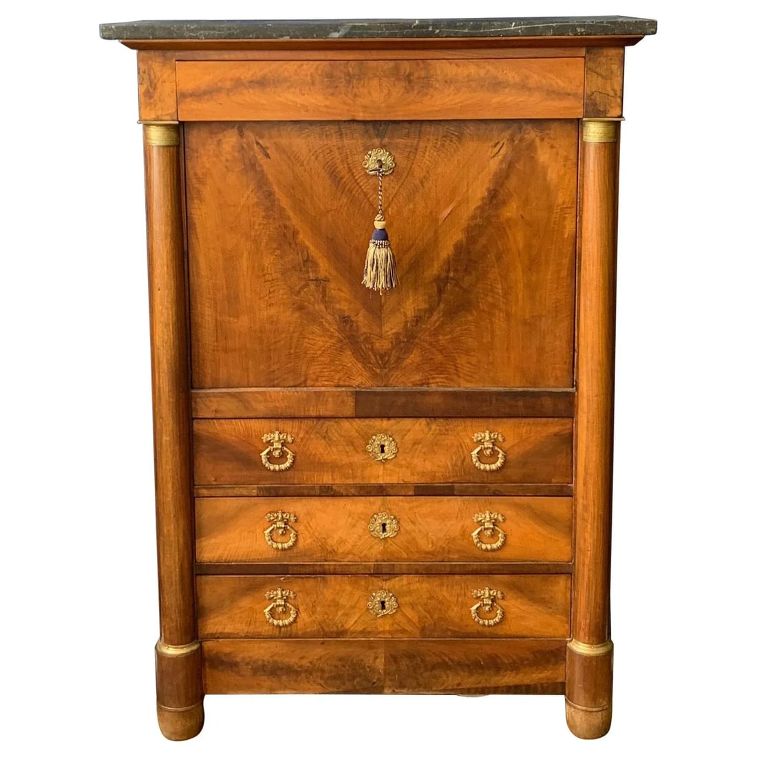 French Empire Mahogany Drop Front Secretary "SecreÌtaire aÌ€ Abattant" - 8