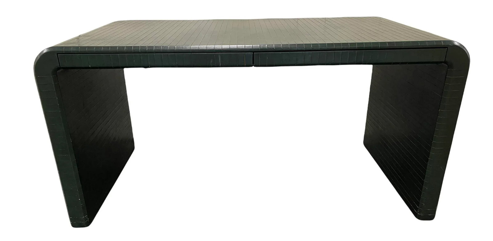 Karl Springer Signed Leather Wrapped Waterfall Desk - 12