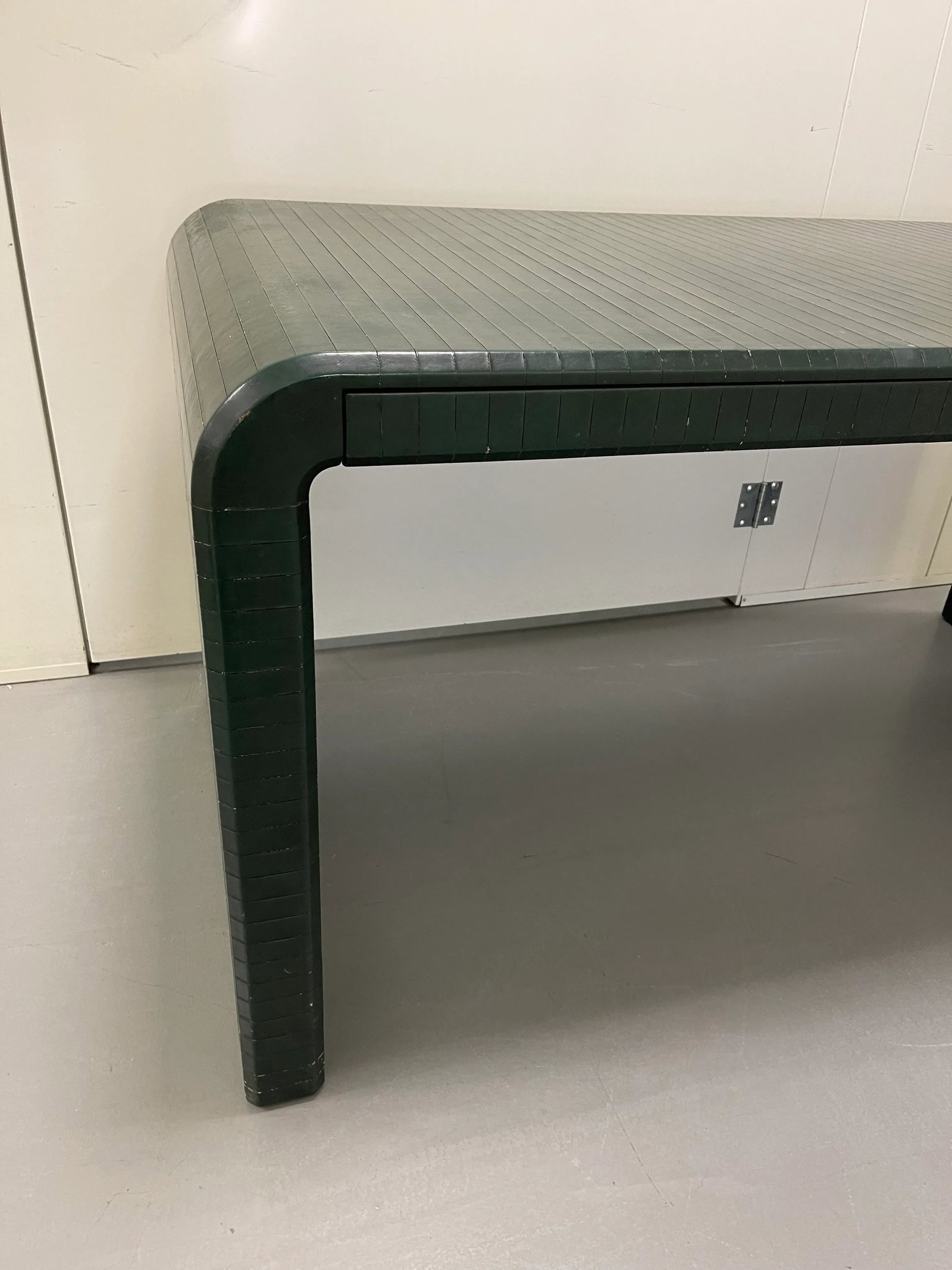 Karl Springer Signed Leather Wrapped Waterfall Desk - 8