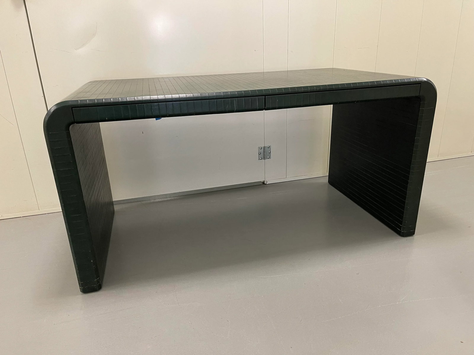 Karl Springer Signed Leather Wrapped Waterfall Desk - 9