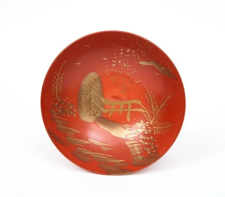 2019 Japanese Red and Gold Porcelain Clay Acrylic Bowls by Suizan - Set of 4 - 2