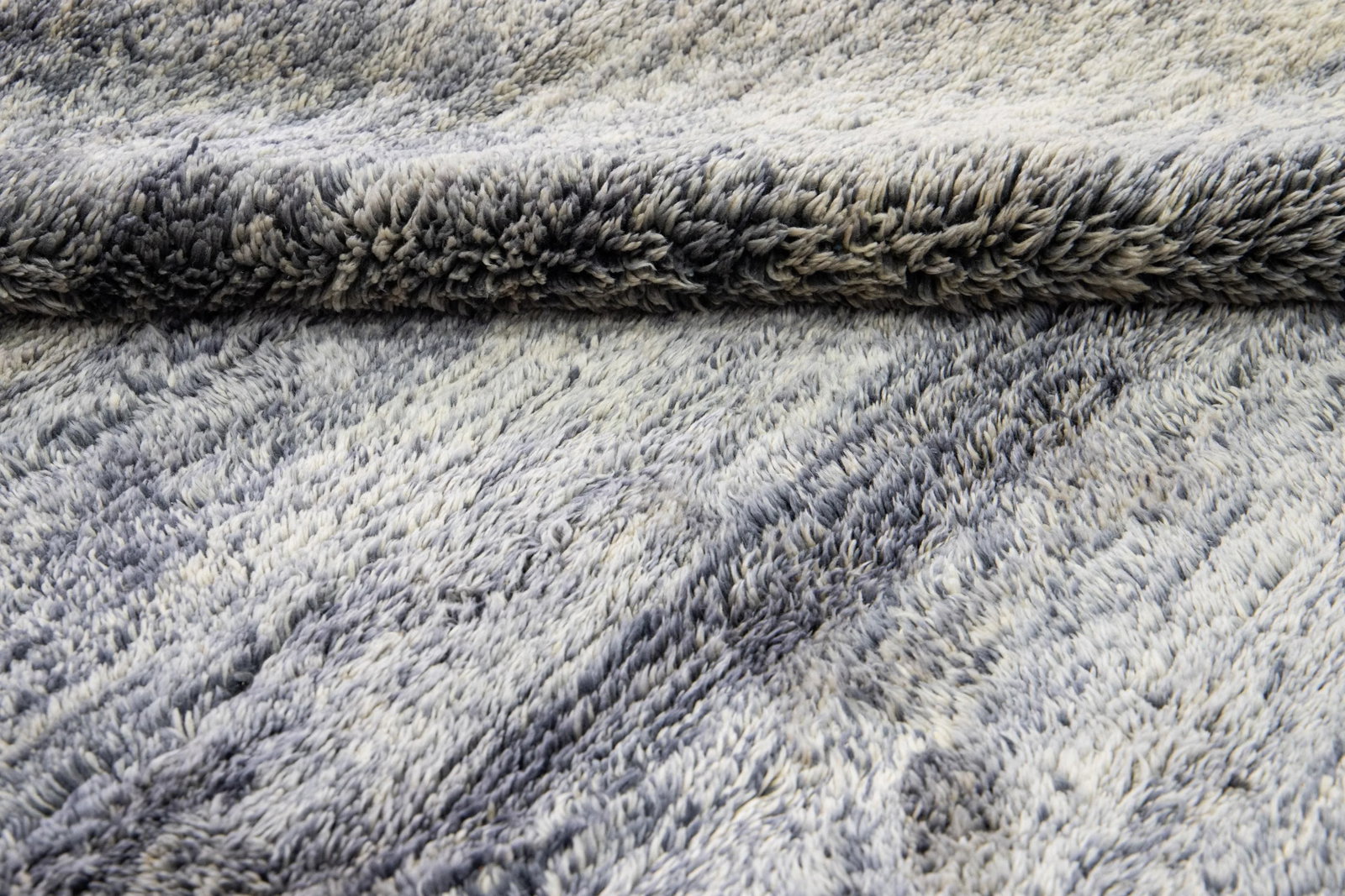 Abstract Modern Moroccan Handmade Gray Wool Rug - 11