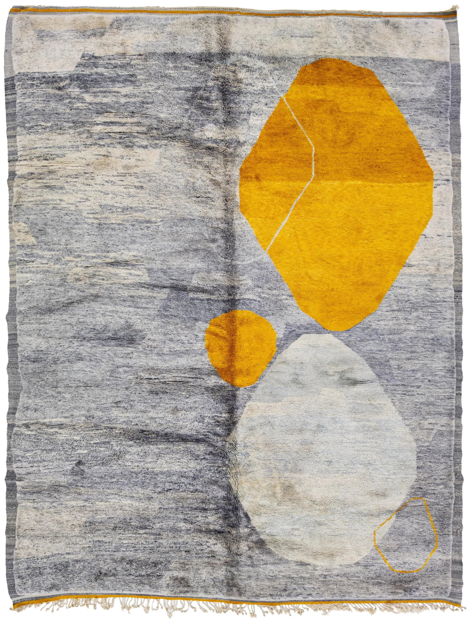 Abstract Modern Moroccan Handmade Gray Wool Rug - 12