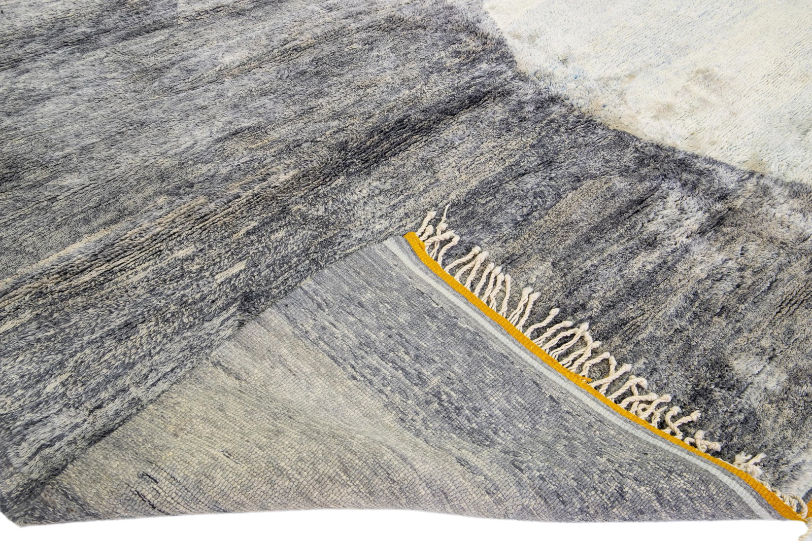 Abstract Modern Moroccan Handmade Gray Wool Rug - 2