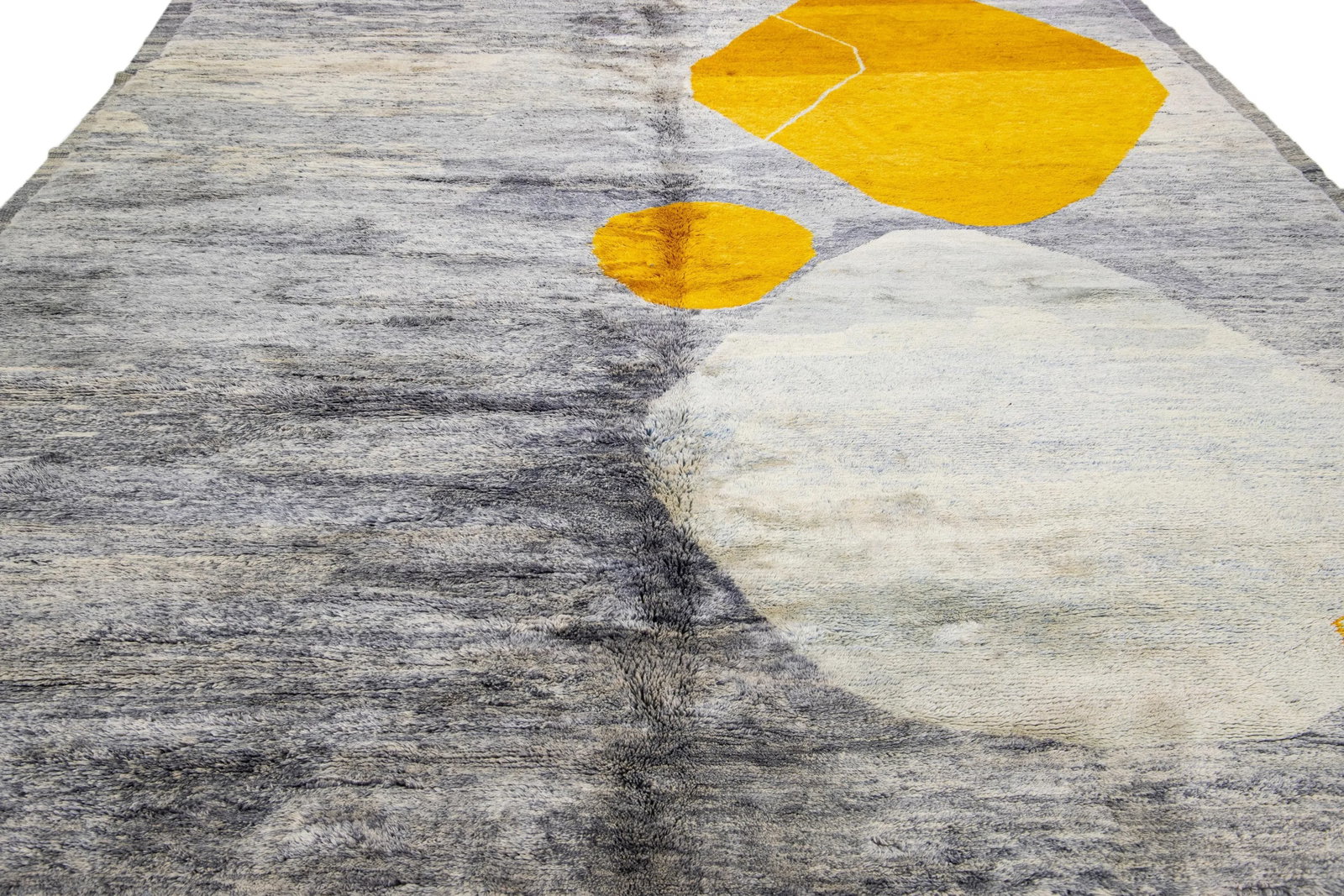 Abstract Modern Moroccan Handmade Gray Wool Rug - 3