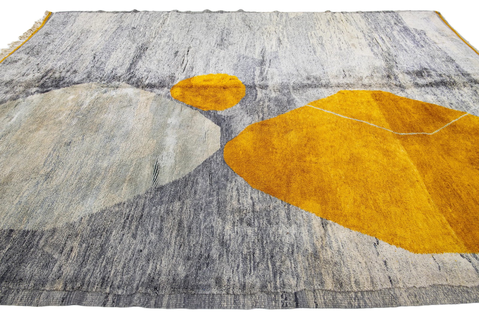 Abstract Modern Moroccan Handmade Gray Wool Rug - 5