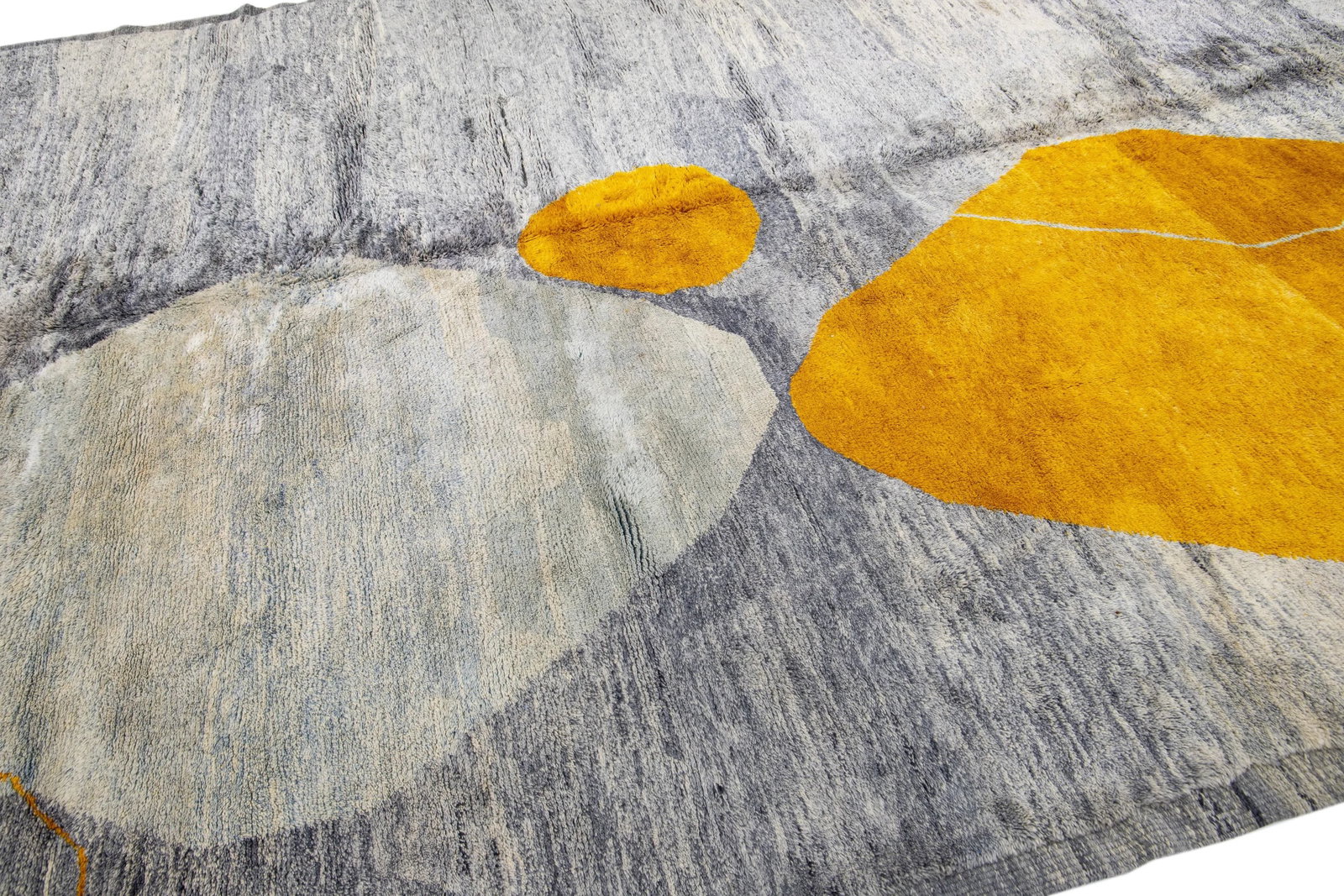 Abstract Modern Moroccan Handmade Gray Wool Rug - 7