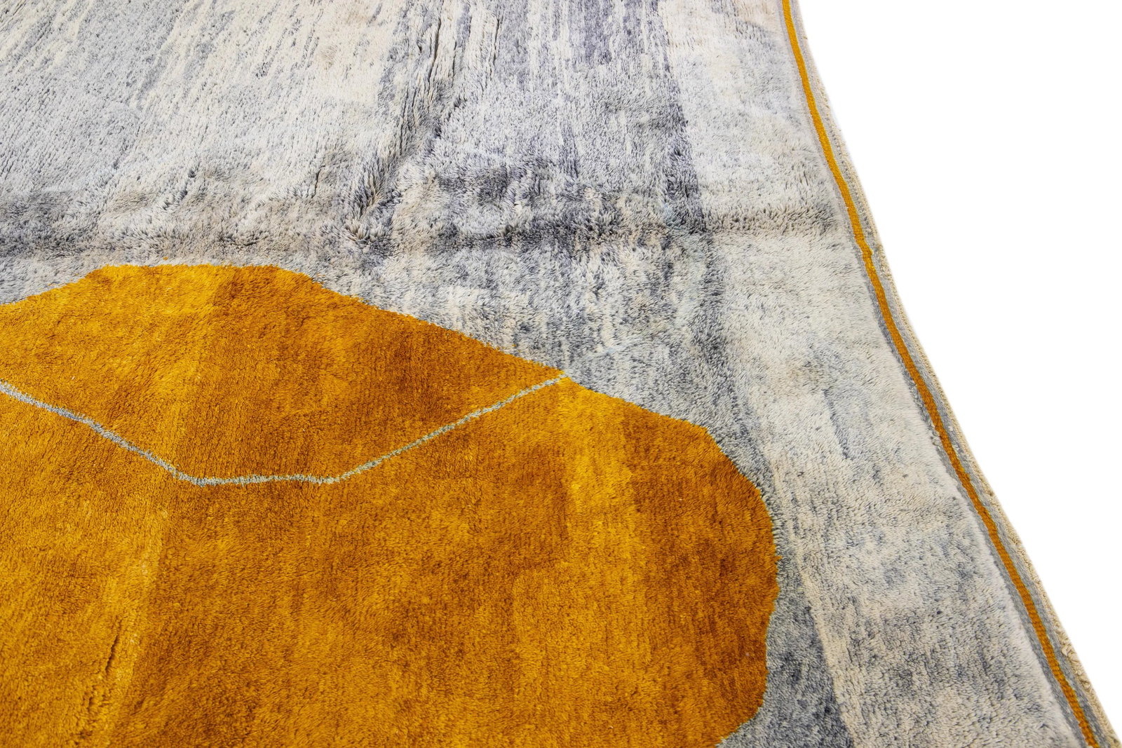 Abstract Modern Moroccan Handmade Gray Wool Rug - 8