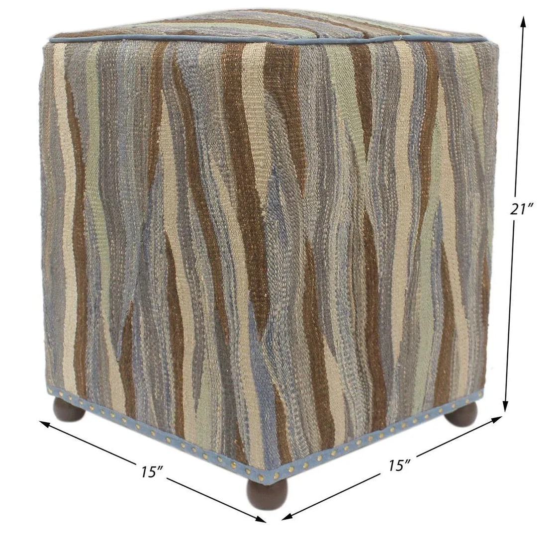 Boho Chic Handmade Kilim Upholstered Ottoman - 2