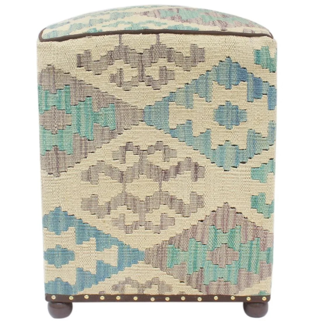 Boho Chic Handmade Kilim Upholstered Ottoman - 3