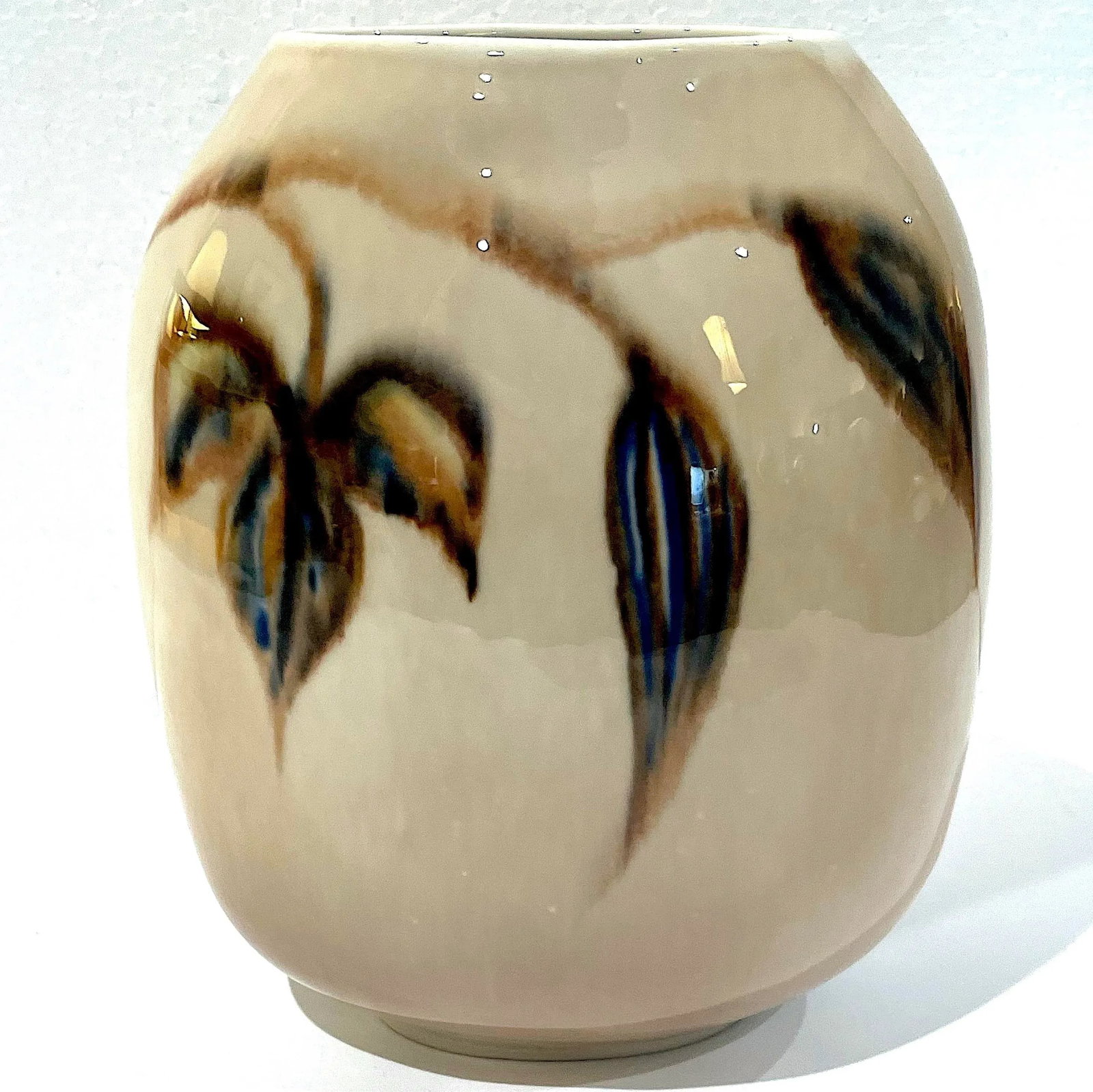 MCM Studio Pottery Oval Porcelain Vase - Signed Vontury - 12