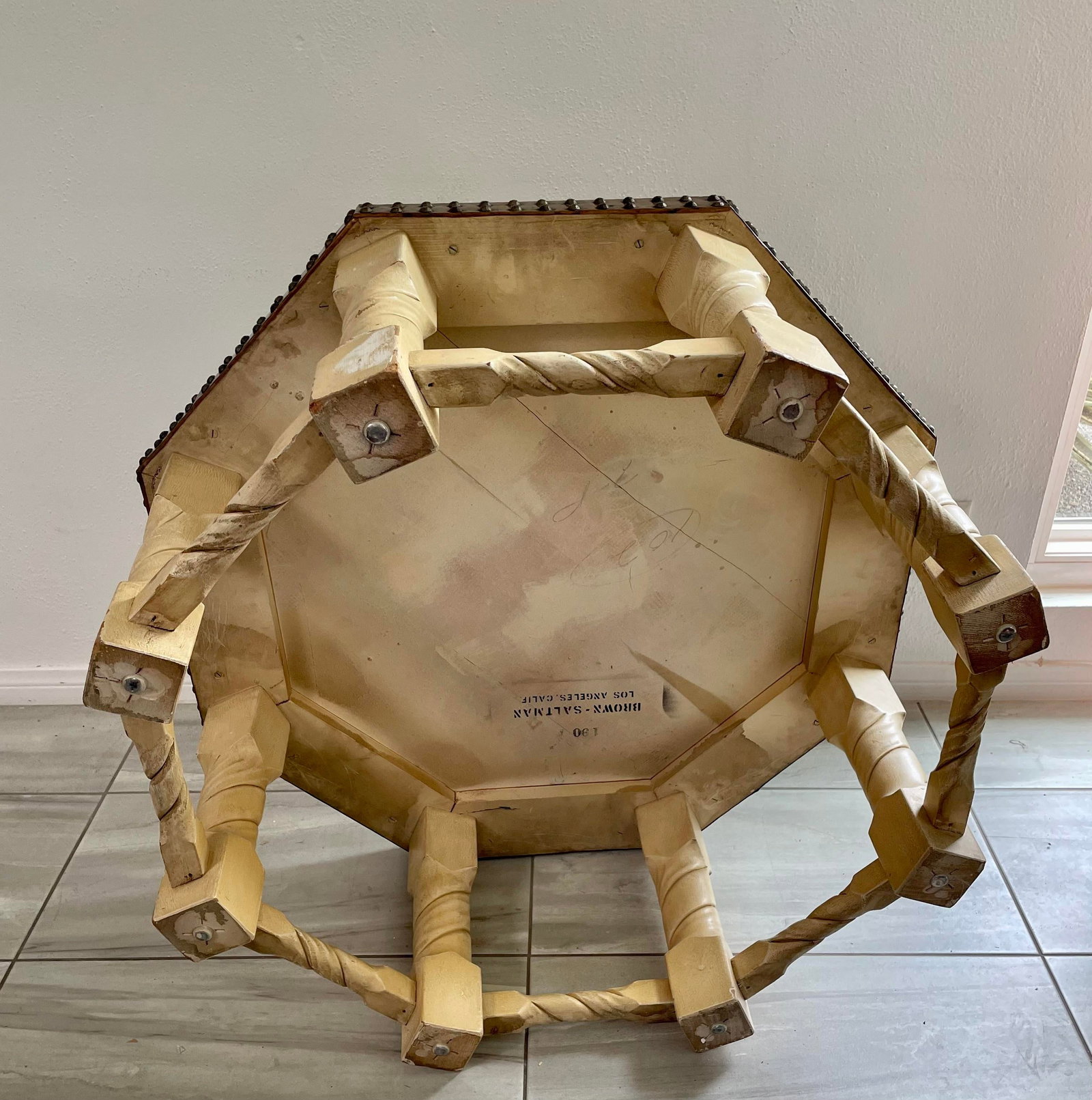1960s Brown-Saltman Spanish Mission Style Copper-Top Octagonal Cocktail Table - 3