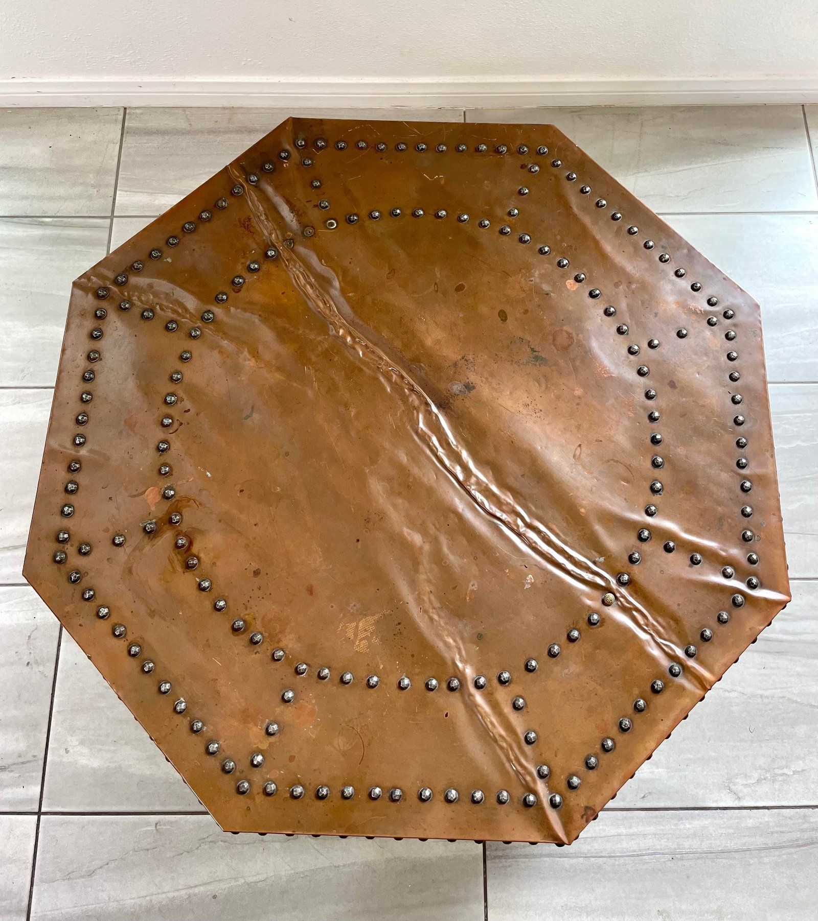 1960s Brown-Saltman Spanish Mission Style Copper-Top Octagonal Cocktail Table - 5