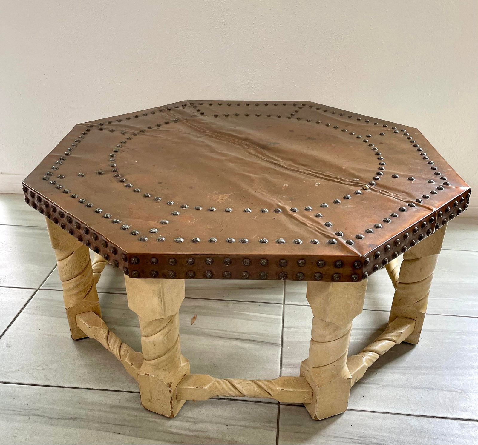 1960s Brown-Saltman Spanish Mission Style Copper-Top Octagonal Cocktail Table - 6