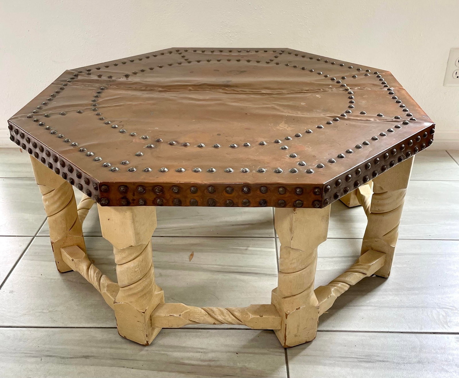 1960s Brown-Saltman Spanish Mission Style Copper-Top Octagonal Cocktail Table - 7