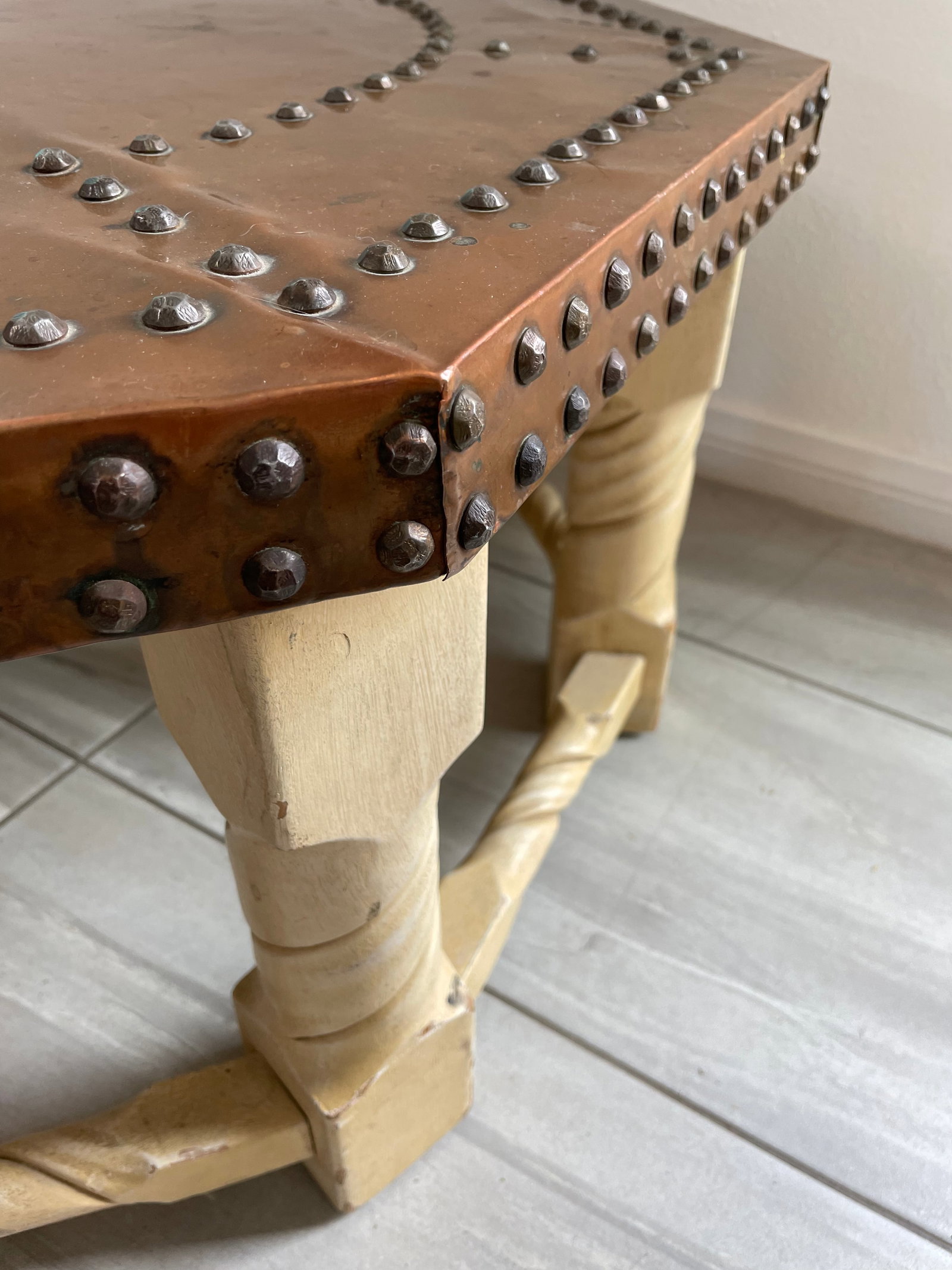 1960s Brown-Saltman Spanish Mission Style Copper-Top Octagonal Cocktail Table - 8