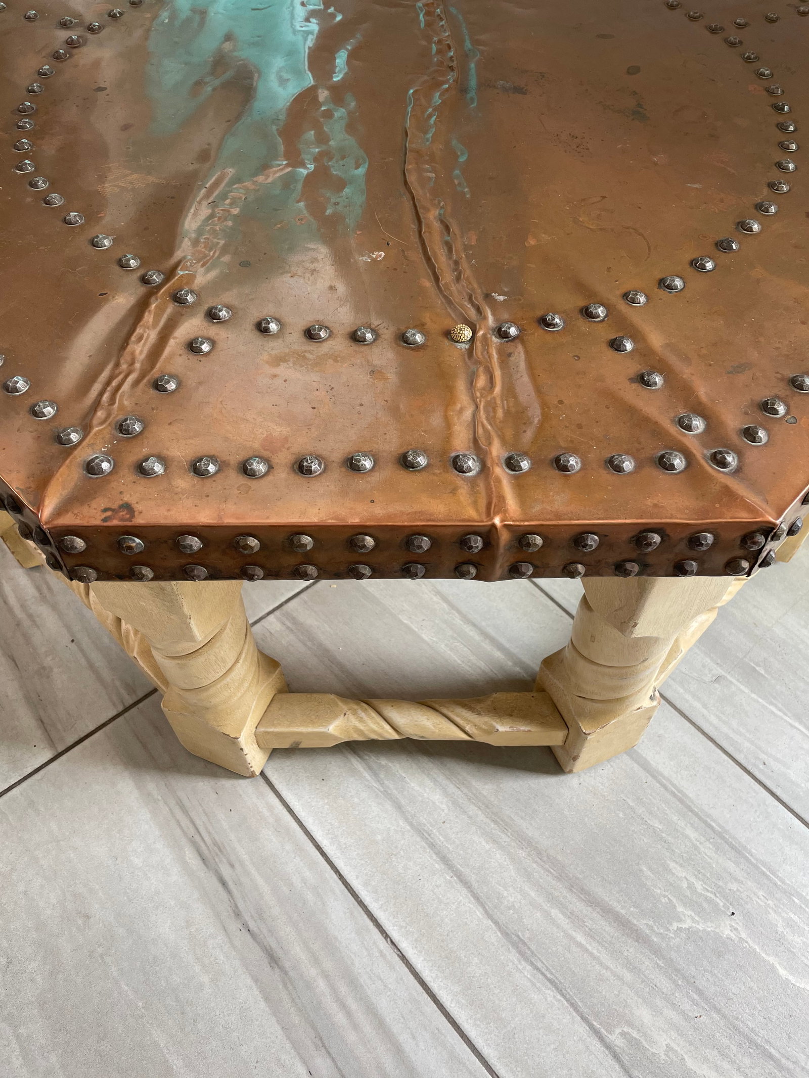 1960s Brown-Saltman Spanish Mission Style Copper-Top Octagonal Cocktail Table - 9