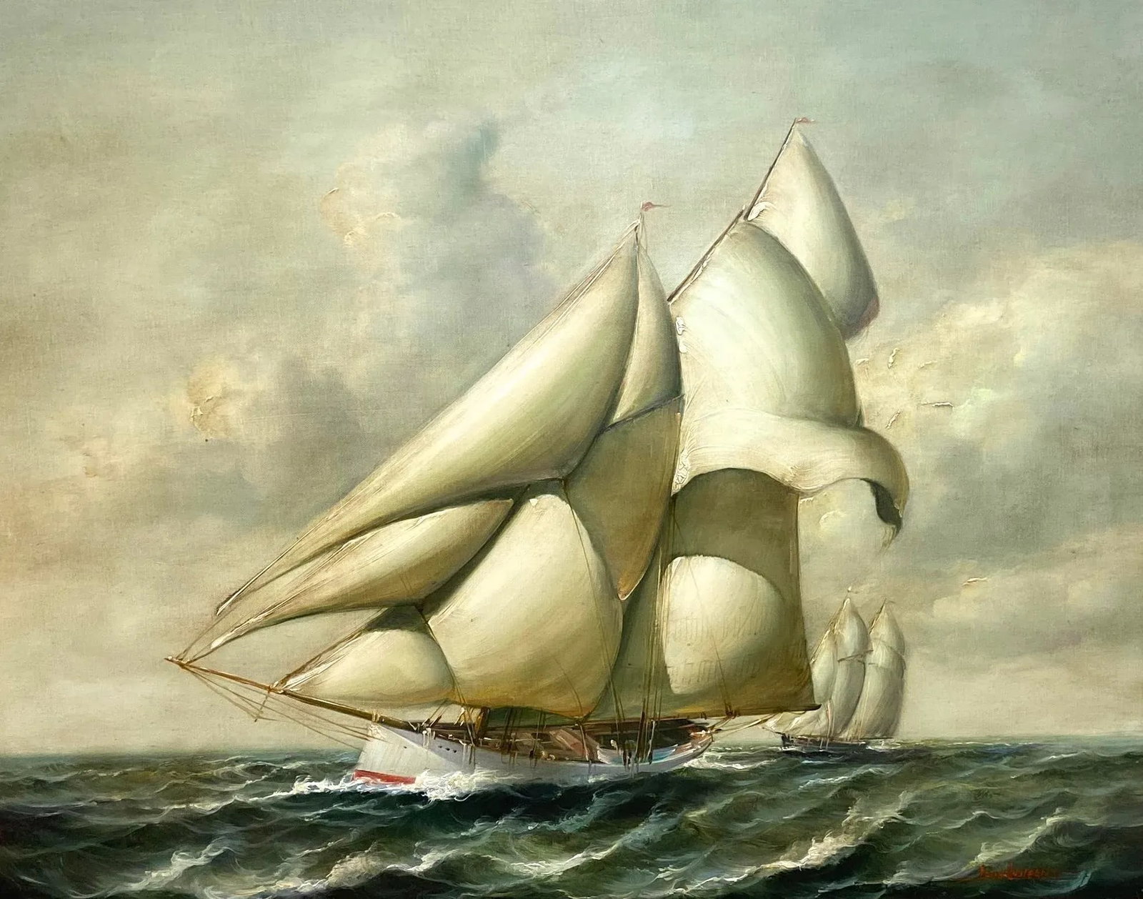 1970s "Cloud Runner" Oil Painting by Laurent - 3