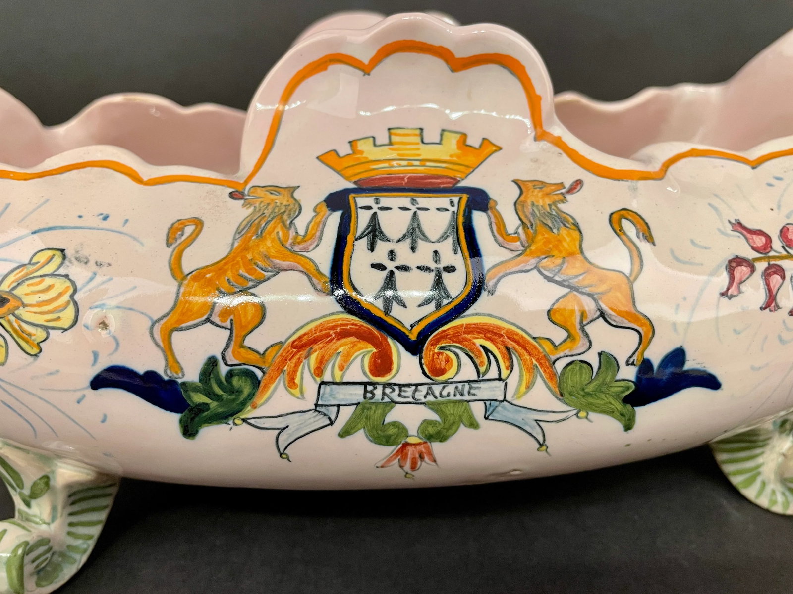 1920' S Henriot Quimper Faience Footed Jardiniere - 11