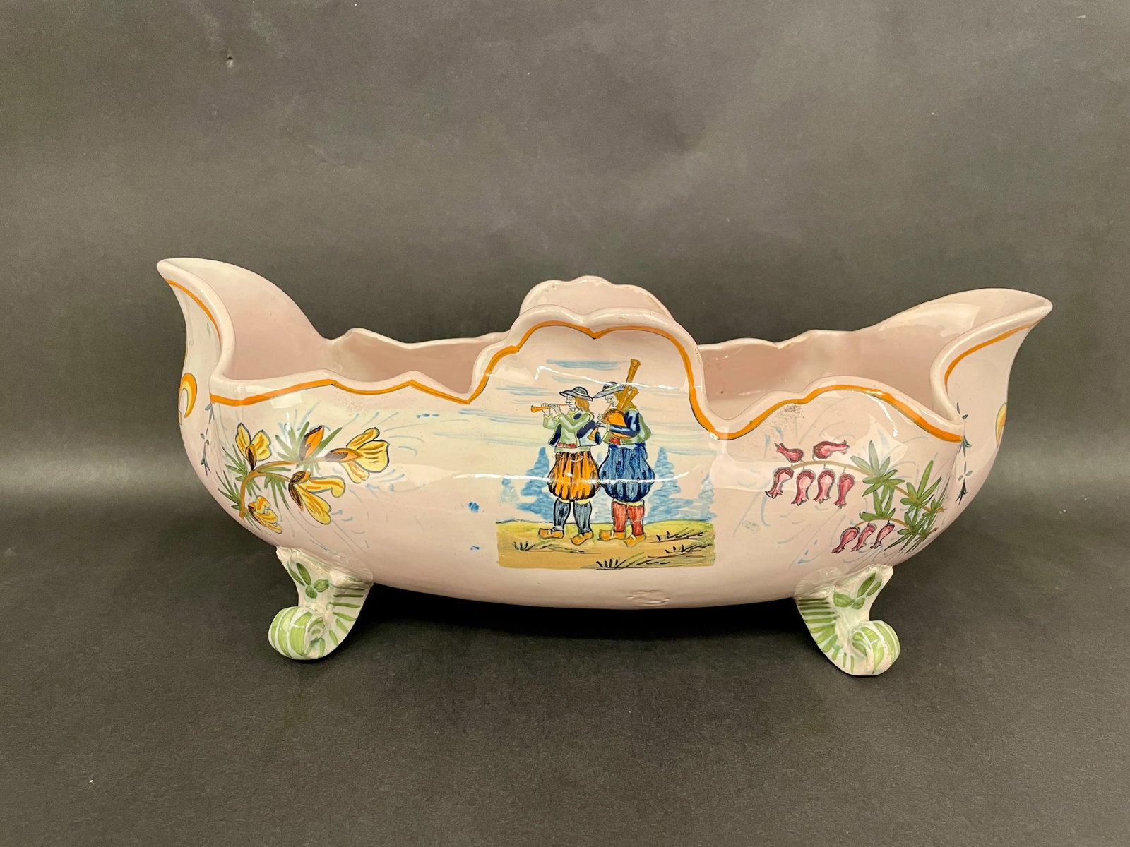 1920' S Henriot Quimper Faience Footed Jardiniere - 12