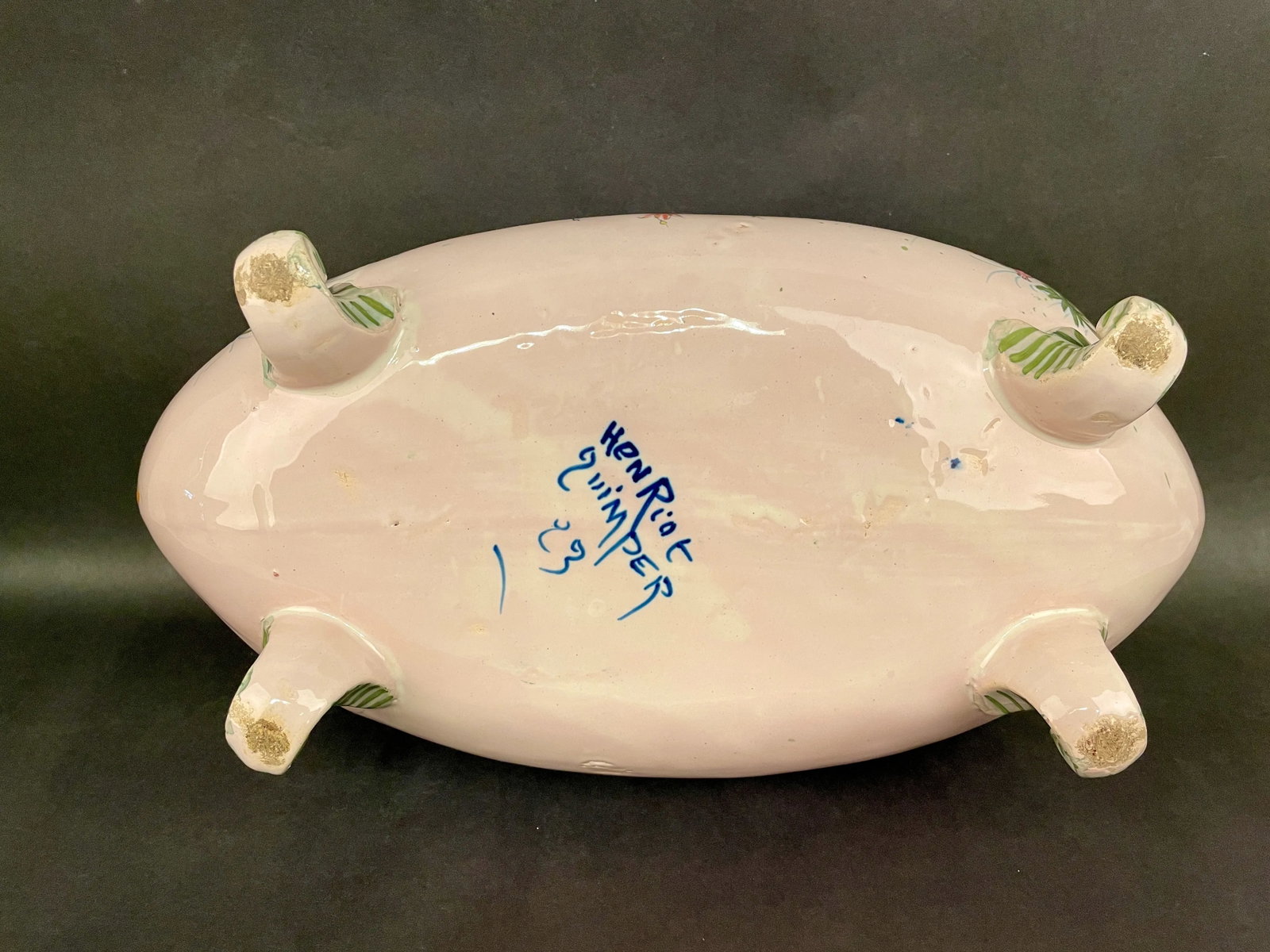 1920' S Henriot Quimper Faience Footed Jardiniere - 4