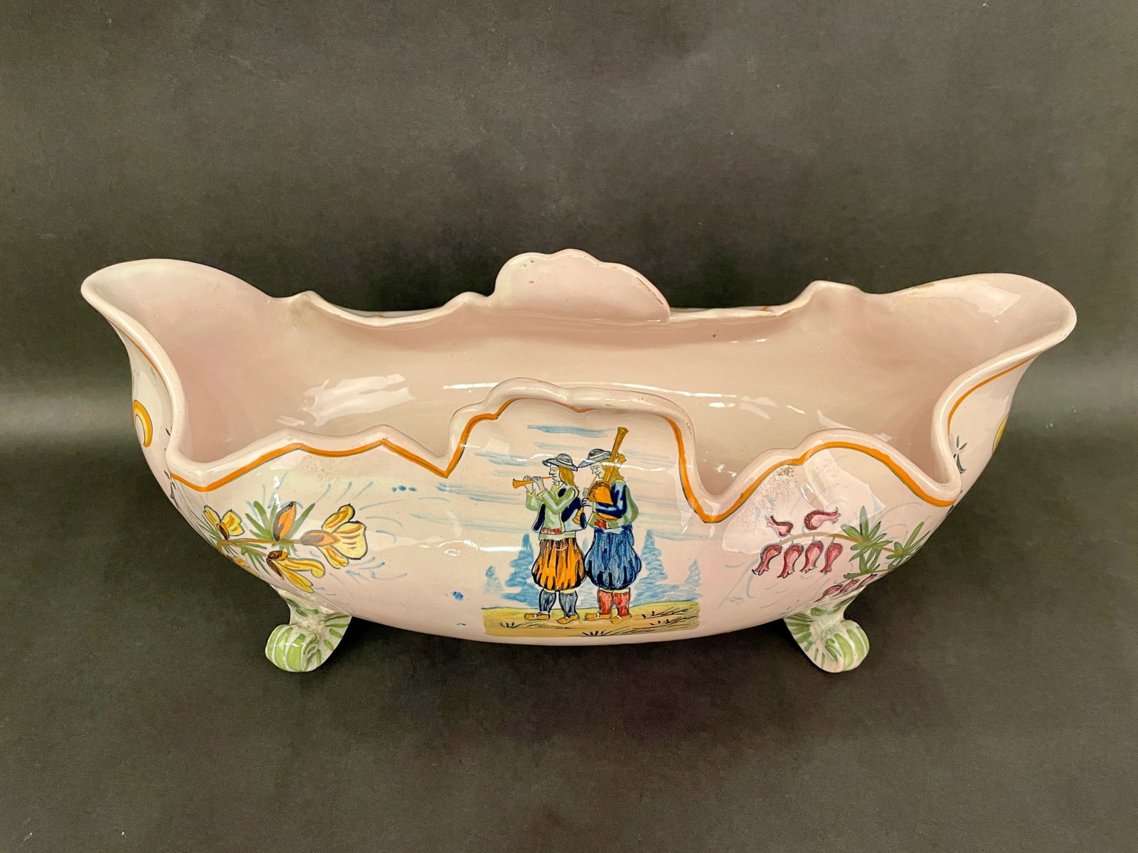 1920' S Henriot Quimper Faience Footed Jardiniere - 7