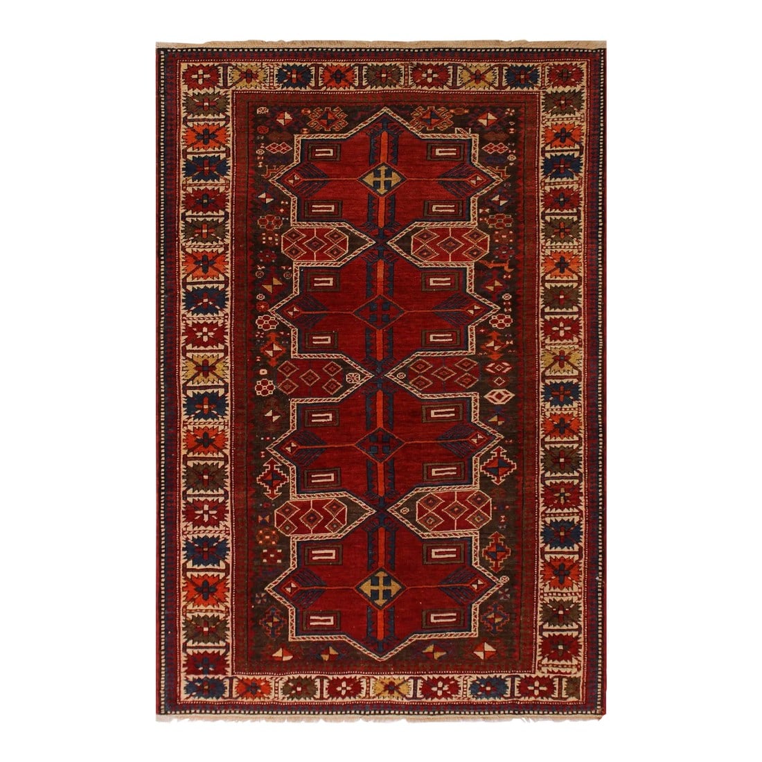 1990s 1990s Antique Baku Vintage Wool Rug - 4'2'' X 6'7'' (1 of 9)