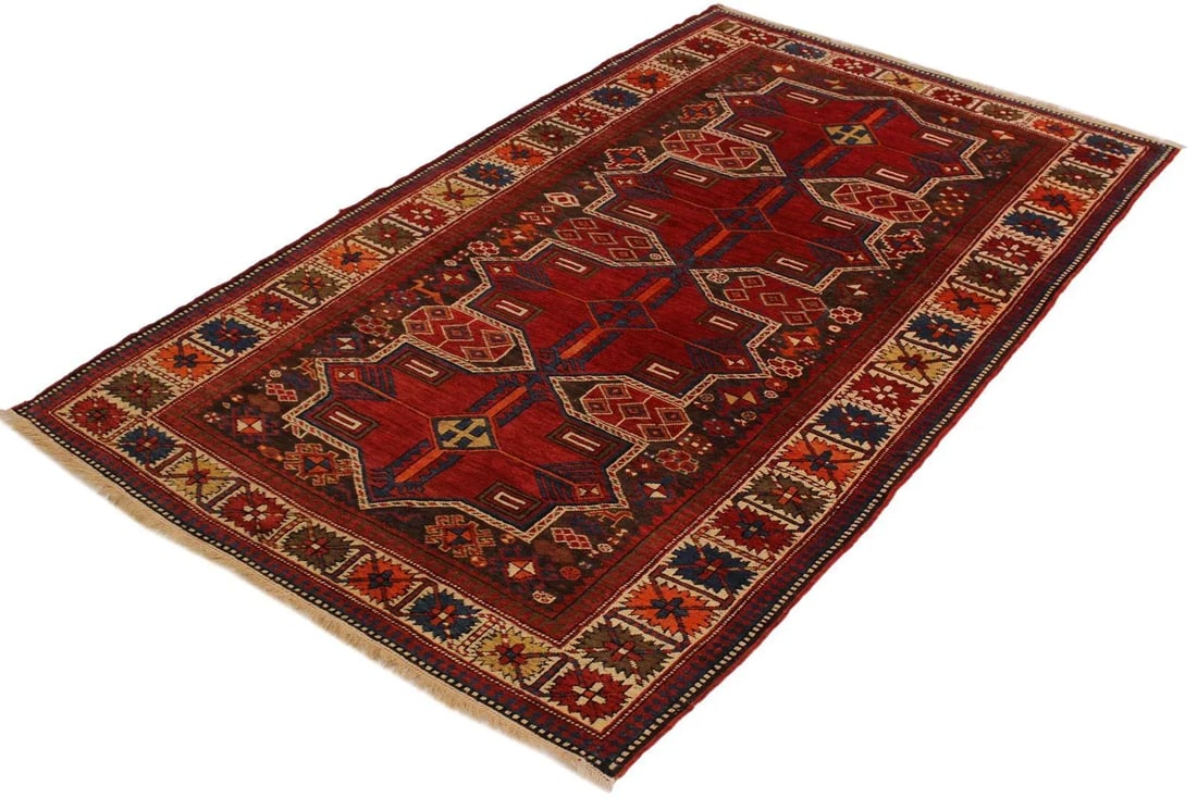 1990s 1990s Antique Baku Vintage Wool Rug - 4'2'' X 6'7'' - 2