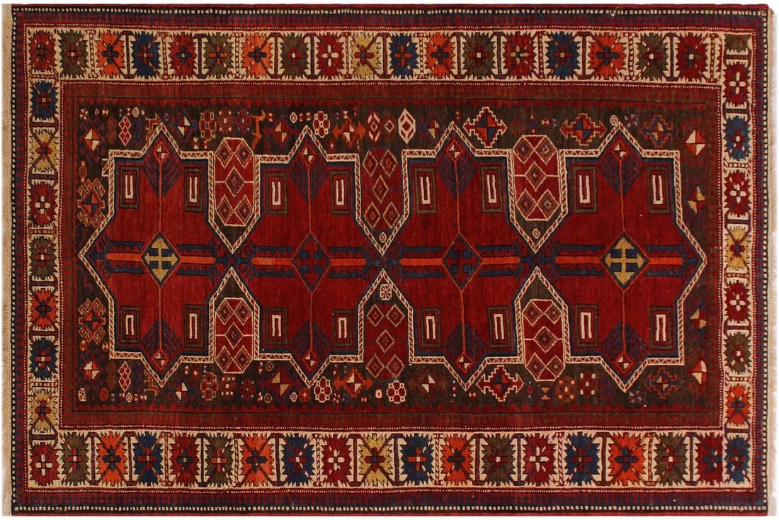 1990s 1990s Antique Baku Vintage Wool Rug - 4'2'' X 6'7'' - 8