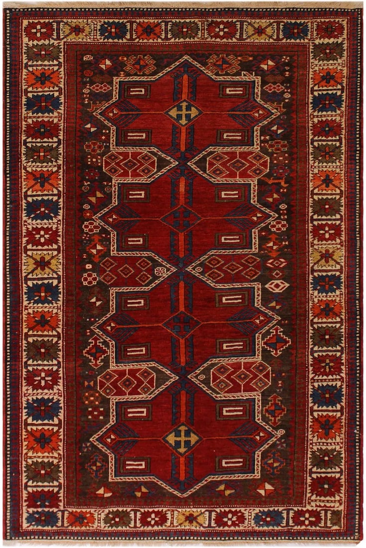 1990s 1990s Antique Baku Vintage Wool Rug - 4'2'' X 6'7'' - 9