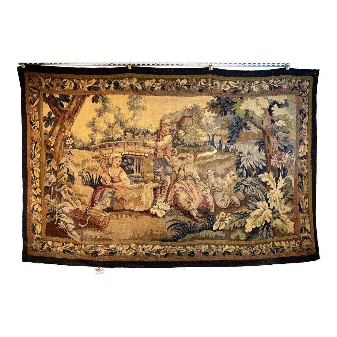 Antique Late 19th Century French Tapestry: Antique French Tapestry. Late 19th century. Perfect wall hanging as well a collectible item. Hard to find size. Condition: Alterations: Original Condition Unaltered Imperfections: Some Imperfections C