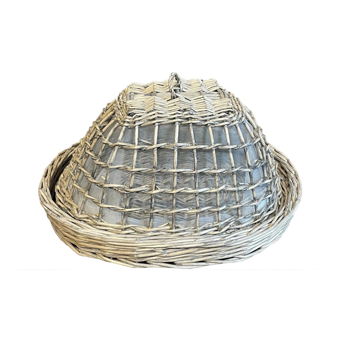 Woven Kitchen Tray With Cover: Keep the ants out of your food with this clever basket with cover. The interior is lined with very fine mesh screen. I have a similar pair in my storefront listings. Condition: Alterations: Original