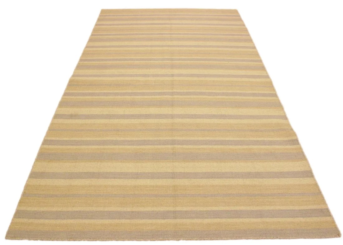 Early 21st Century Bohemian Kilim Bluish Gray Tan Wool Rug - 5