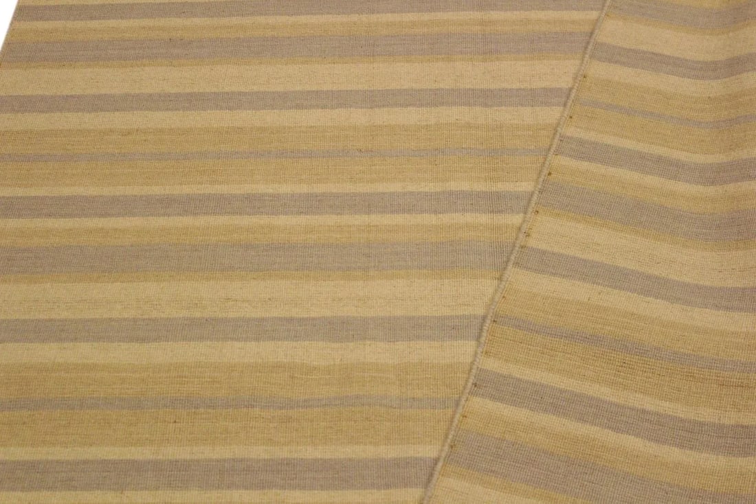Early 21st Century Bohemian Kilim Bluish Gray Tan Wool Rug - 6
