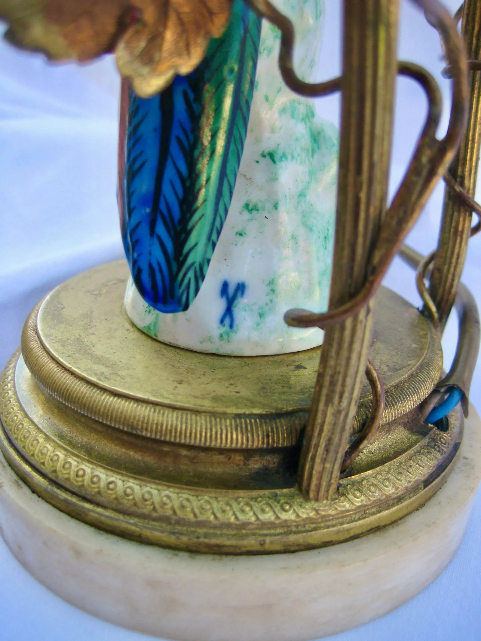 Bird Porcelain Crystal Lamp Circa 1920 - 7