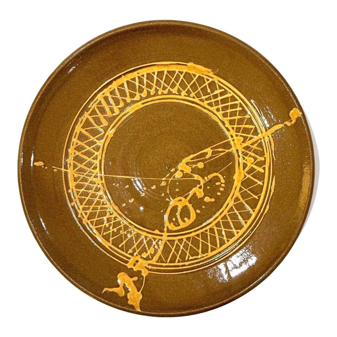 Studio Pottery Charger - Slip Glaze Embellished - Circa 1970's: Somethings never go out of style. No wonder the latest trend is to release one's inner "hippie"? And what better way to come full circle than by displaying this charming 1970s studio pottery charger.