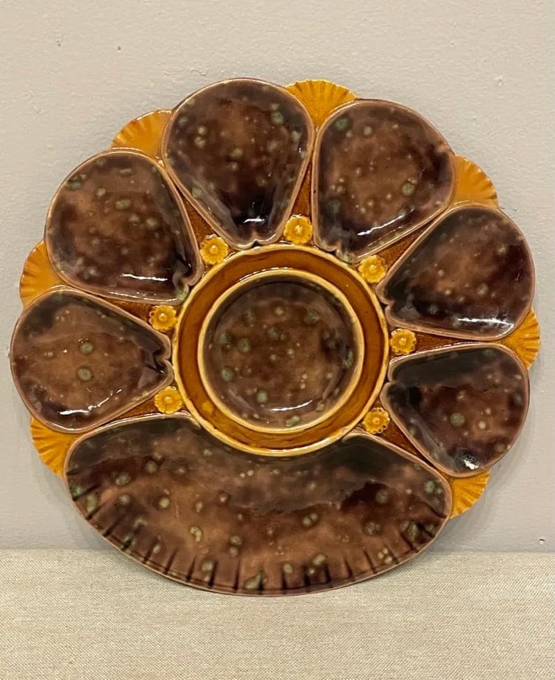 19th Century English Majolica Oyster Plate - 10