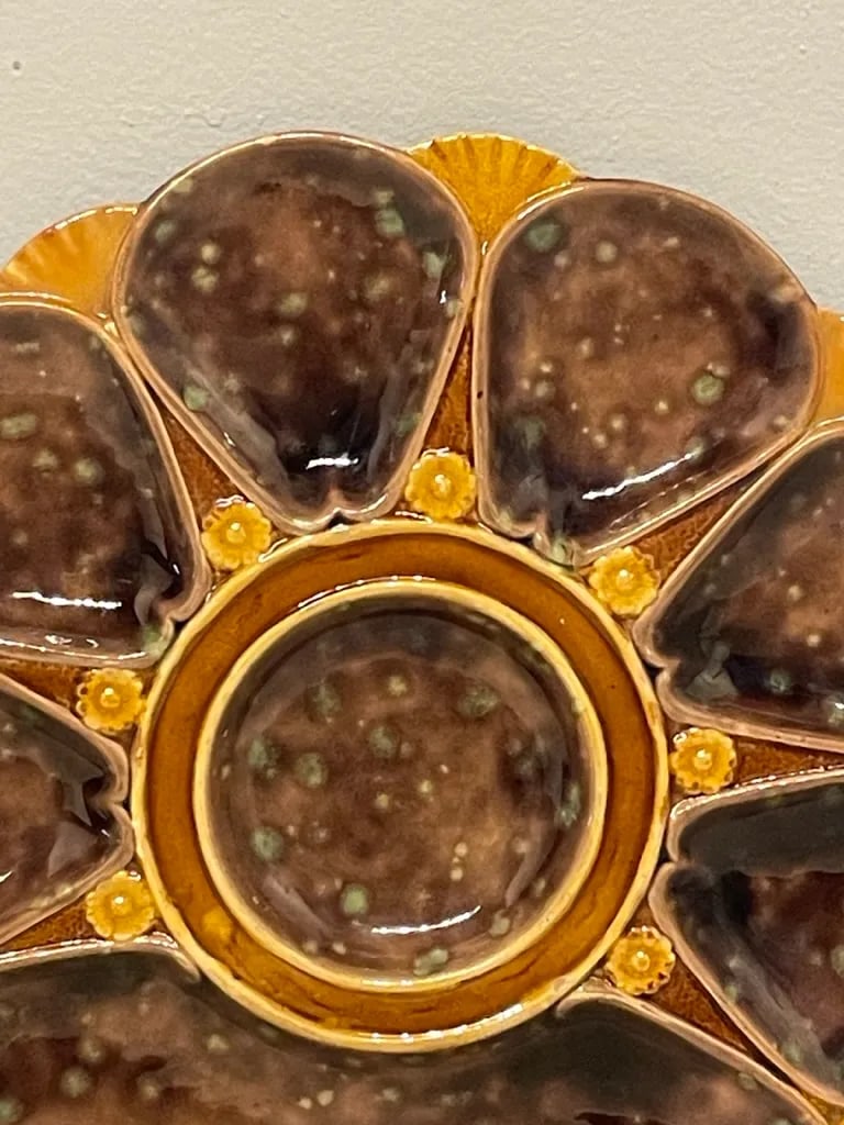19th Century English Majolica Oyster Plate - 3