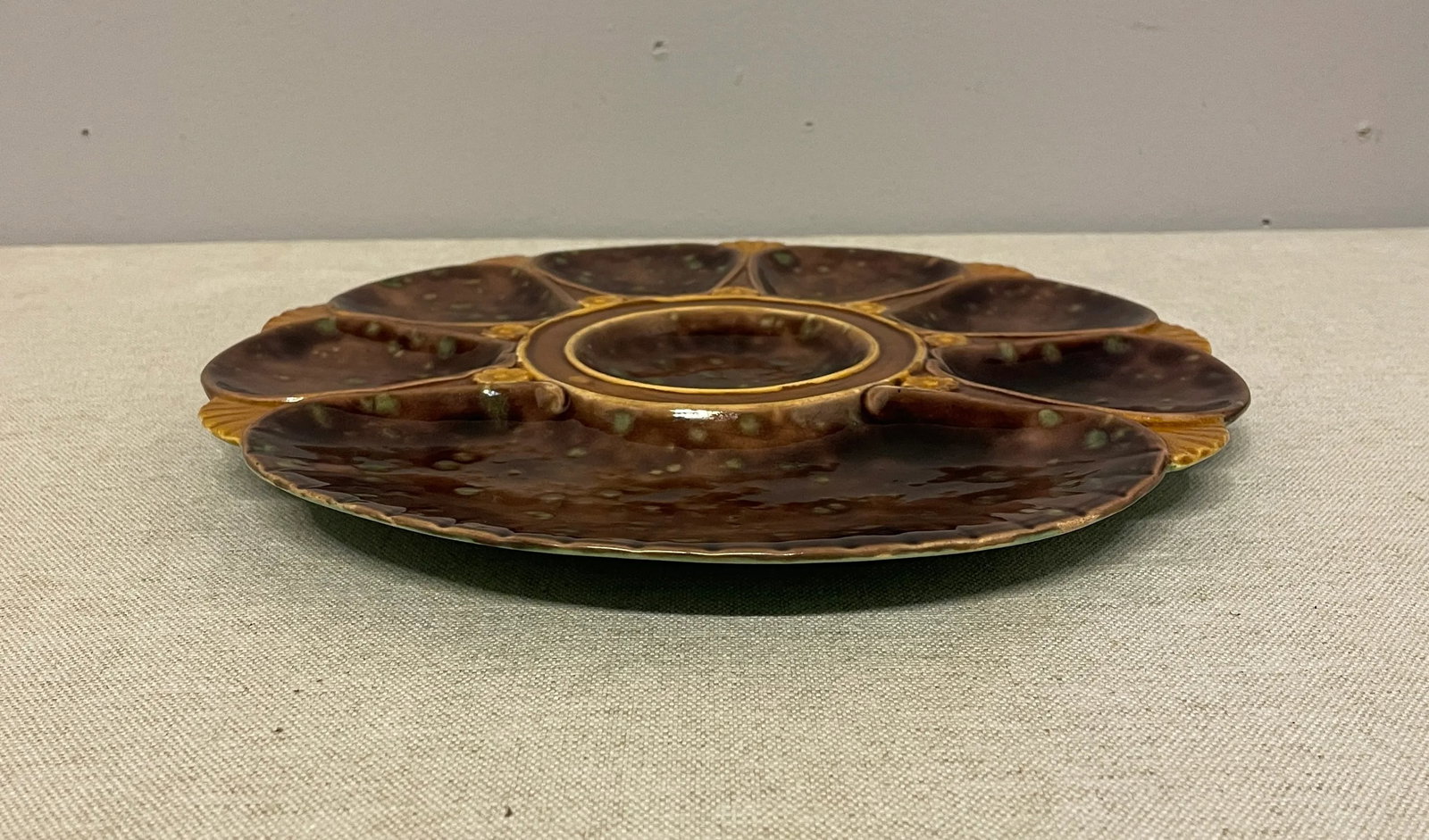 19th Century English Majolica Oyster Plate - 7