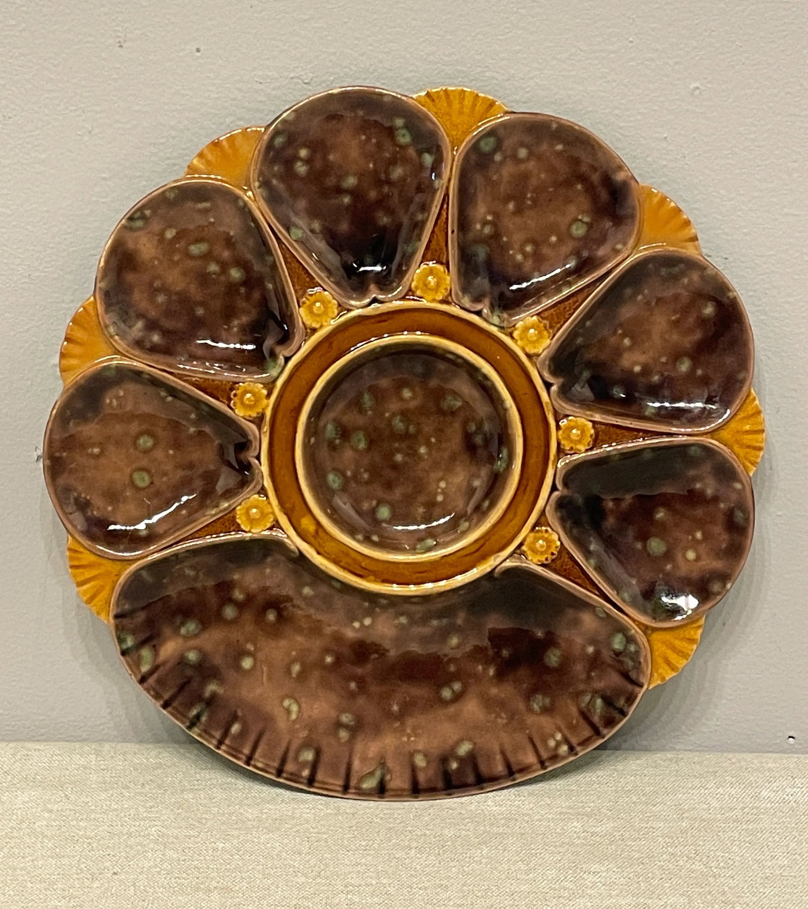19th Century English Majolica Oyster Plate - 8