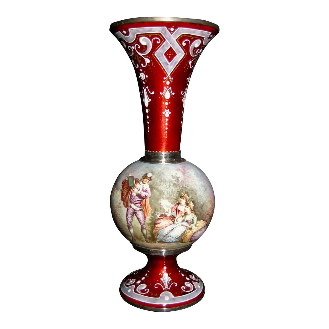 Austrian Vienna Enameled Silver Vase Late 1800 Hundreds (1 of 12)