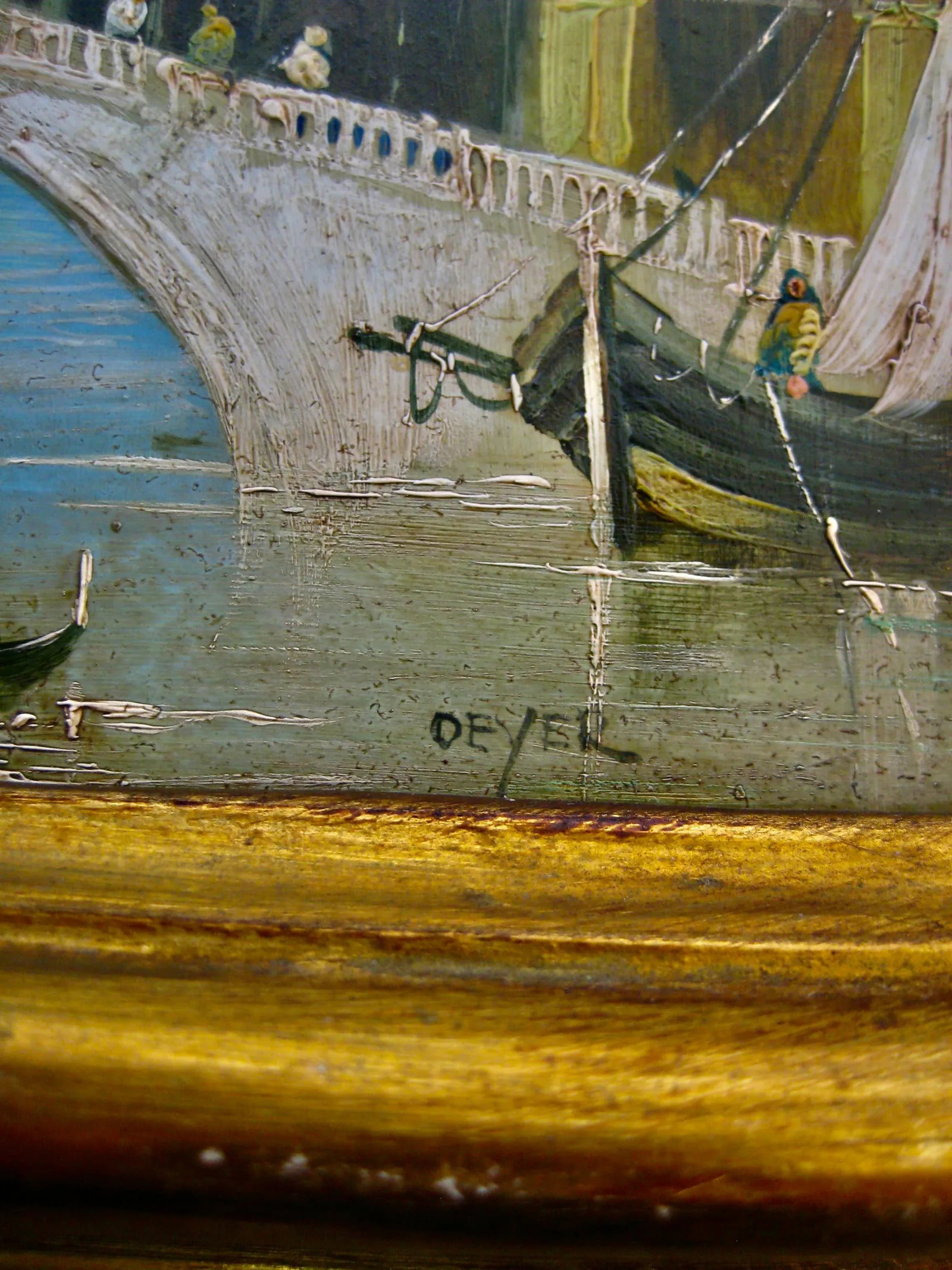 Early 20th Century Venetian View of the Bridge of Sighs Oil Painting - 11
