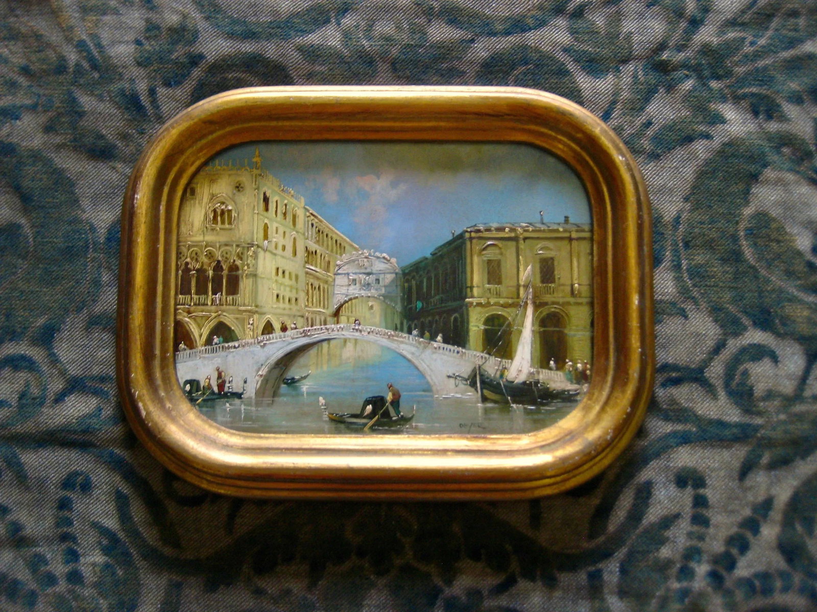 Early 20th Century Venetian View of the Bridge of Sighs Oil Painting - 2