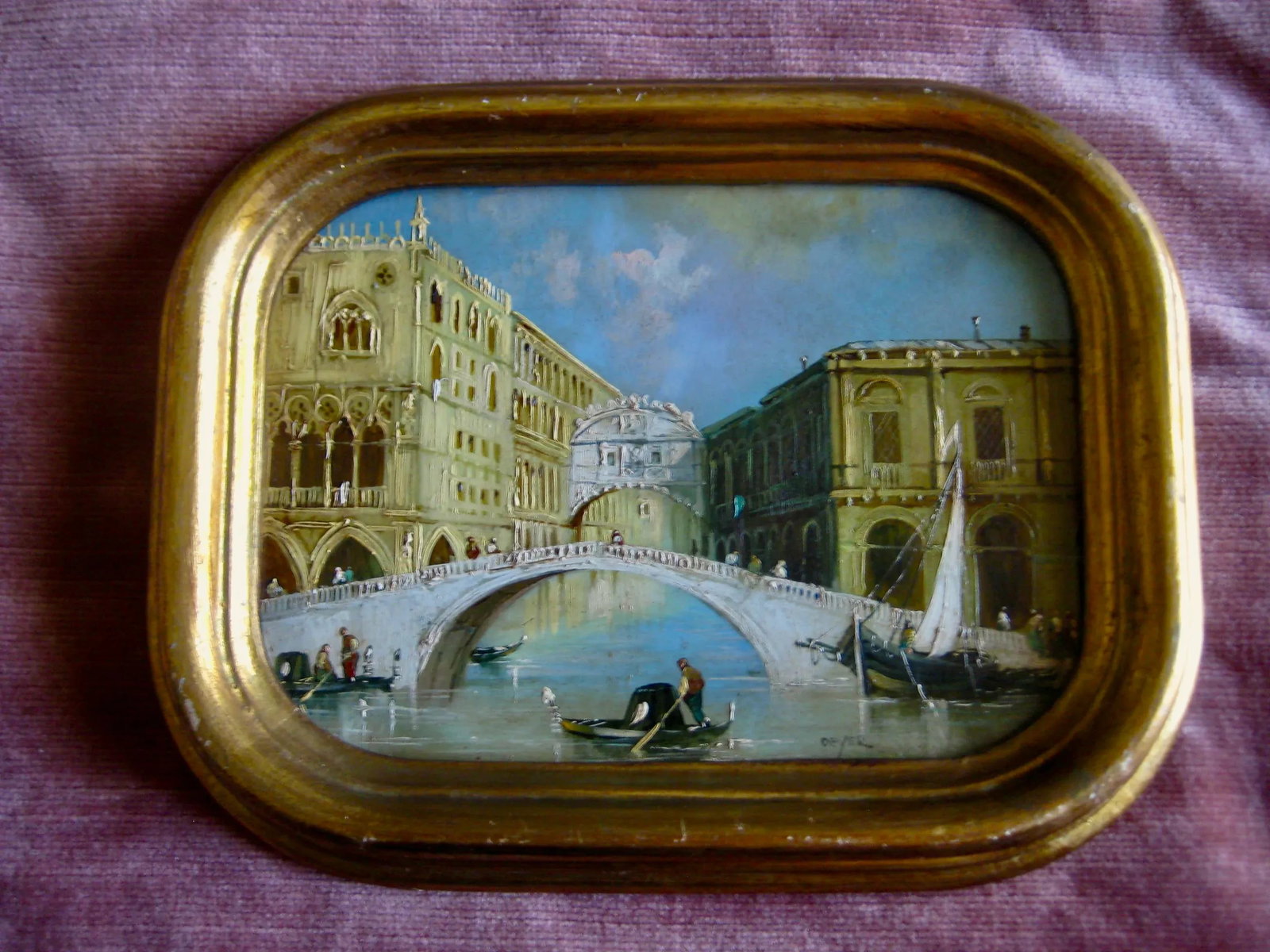 Early 20th Century Venetian View of the Bridge of Sighs Oil Painting - 3