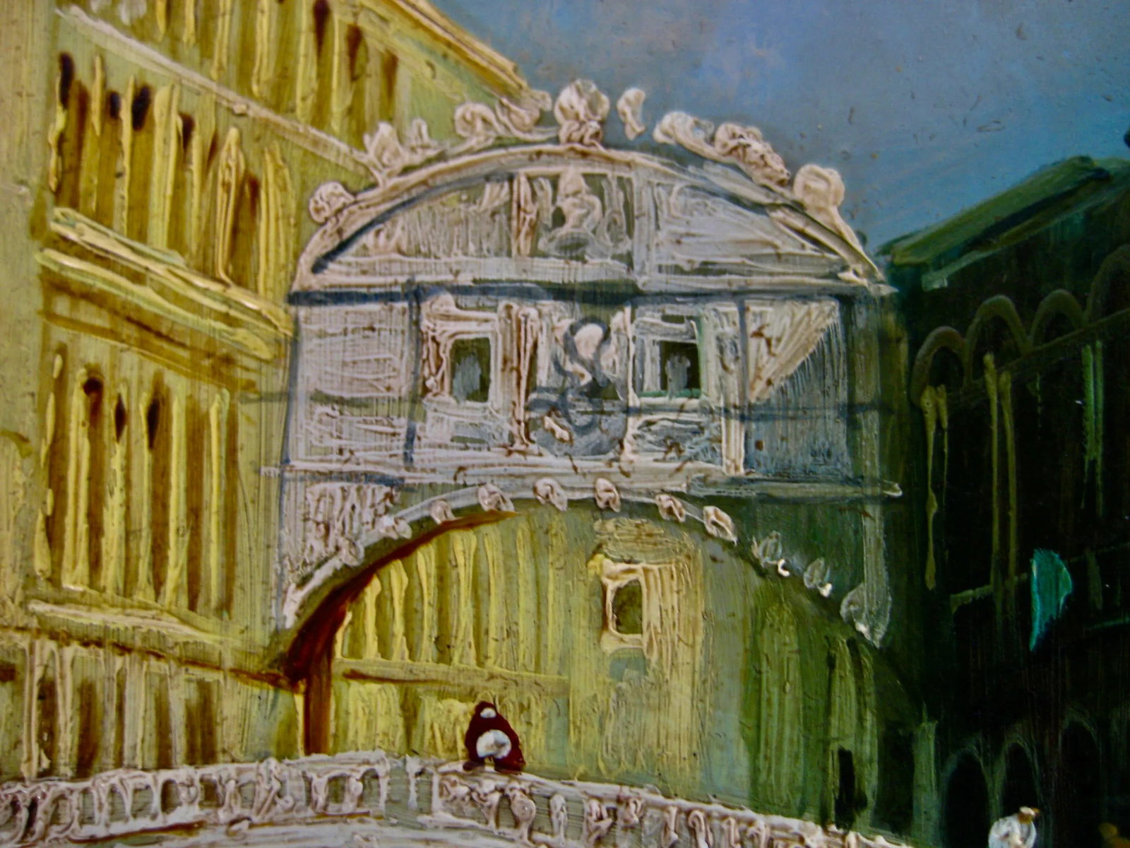 Early 20th Century Venetian View of the Bridge of Sighs Oil Painting - 6