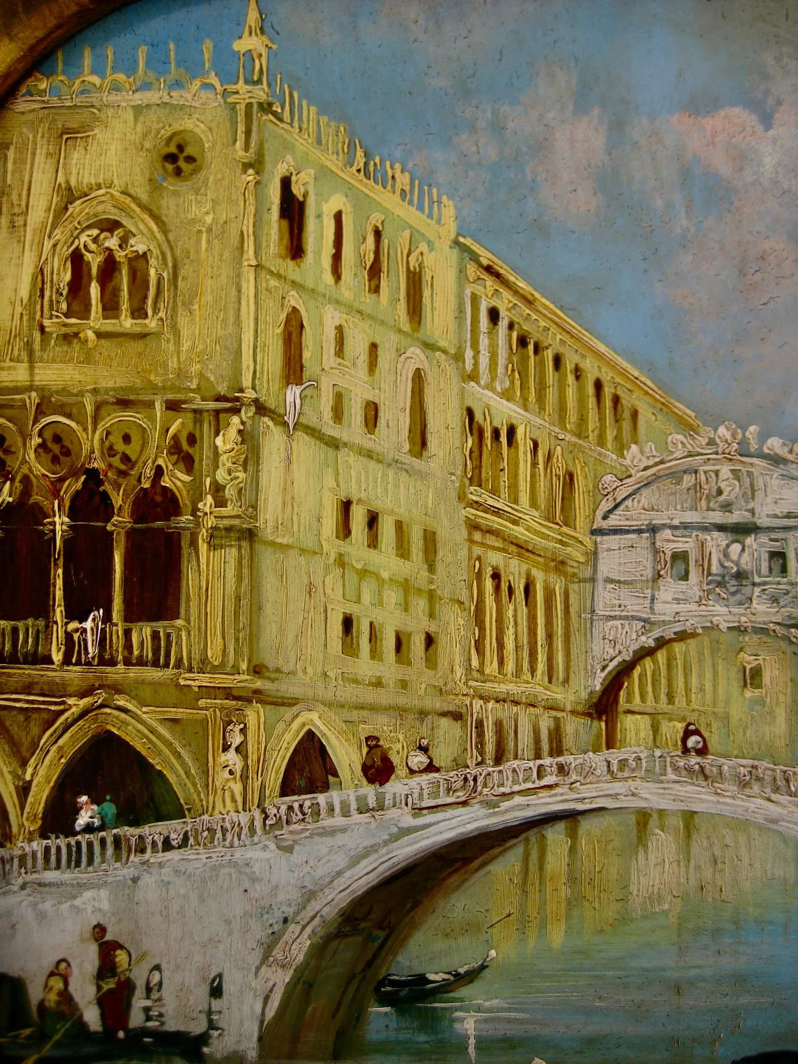 Early 20th Century Venetian View of the Bridge of Sighs Oil Painting - 7