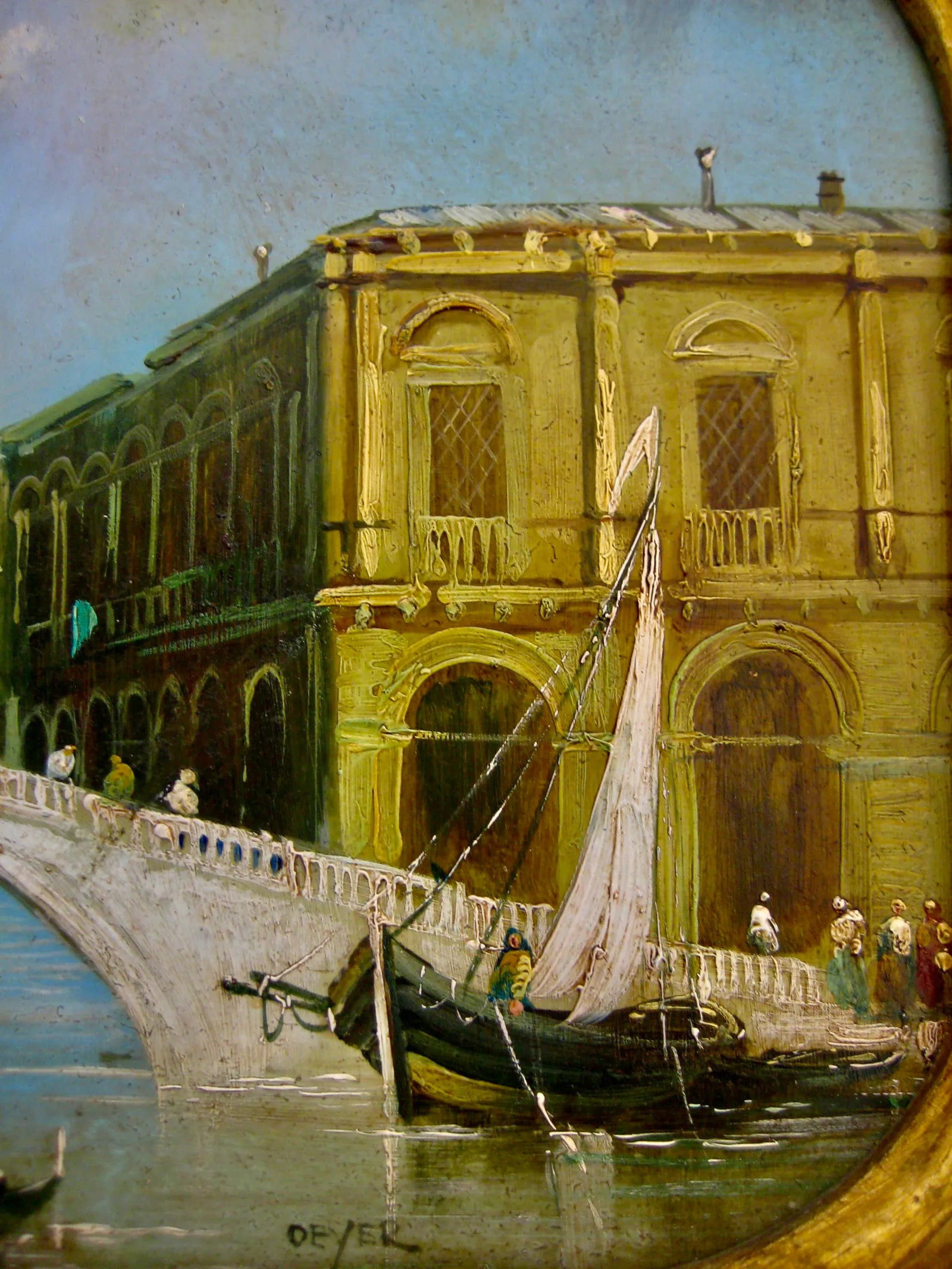 Early 20th Century Venetian View of the Bridge of Sighs Oil Painting - 8