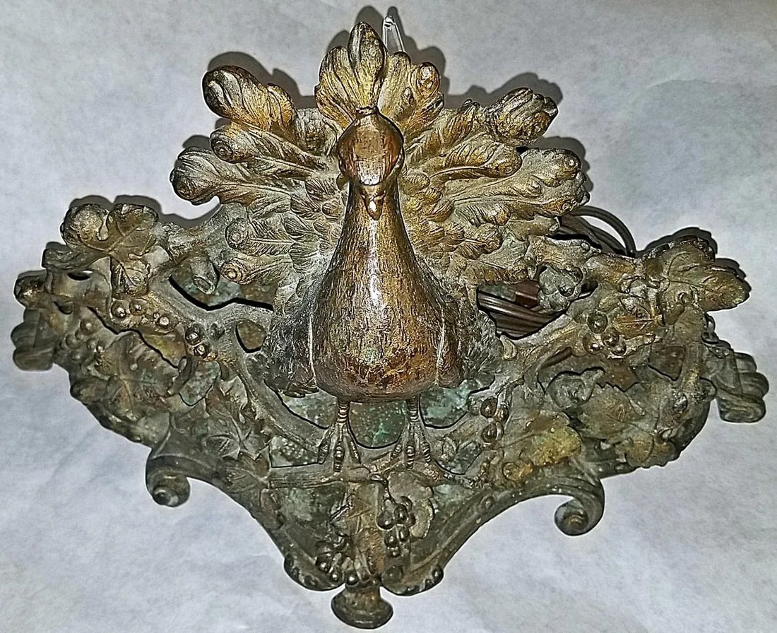Antique Bronze Peacock Table Lamp - 4